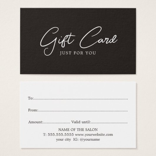 Minimalistisch Elegant Black White Beauty Salon Visitekaartje (Voorkant /achterkant)