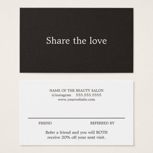 Minimalistisch Elegant Black White Beauty Salon Visitekaartje (Voorkant /achterkant)
