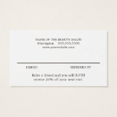 Minimalistisch Elegant Black White Beauty Salon Visitekaartje (Achterkant)