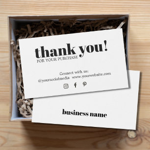 Minimalistisch Elegant Black White Hartelijk dank Visitekaartje