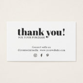 Minimalistisch Elegant Black White Hartelijk dank Visitekaartje (Voorkant)