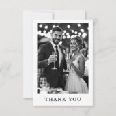 Minimalistisch Elegant Black & White Photo Wedding Bedankkaart (Voorkant)