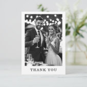 Minimalistisch Elegant Black & White Photo Wedding Bedankkaart (Staand voorkant)