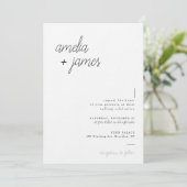 Minimalistisch Elegant Black & White Photo Wedding Kaart (Staand voorkant)