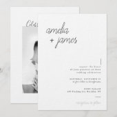 Minimalistisch Elegant Black & White Photo Wedding Kaart (Voorkant / Achterkant)