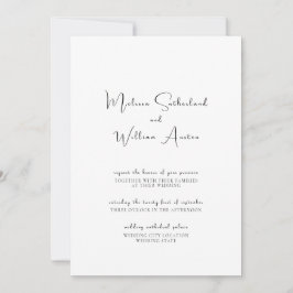 Minimalistisch Elegant Black & White Wedding Kaart
