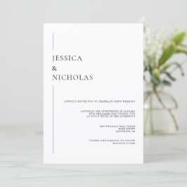 Minimalistisch Elegant Black & White Wedding Kaart