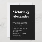 Minimalistisch Elegant Black & White Wedding Kaart (Voorkant)