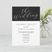 Minimalistisch Elegant Black & White Wedding Kaart (Staand voorkant)