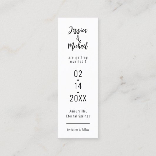 Minimalistisch Elegant Bladwijzer Bewaar de datum  Contactkaartje (Achterkant)