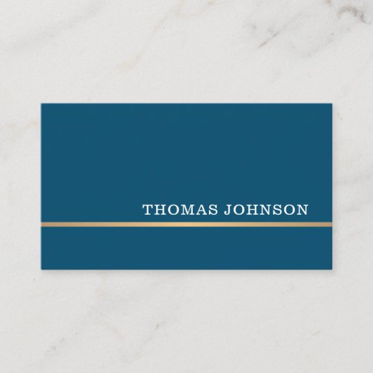 Minimalistisch Elegant Blauw Faux Gold Line Advoca Visitekaartje (Voorkant)