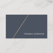 Minimalistisch Elegant Blauw Faux Gold Line Consul Visitekaartje (Voorkant)