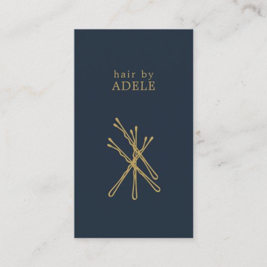 Minimalistisch Elegant Blauw Gouden Spelden Haar S Visitekaartje (Voorkant)