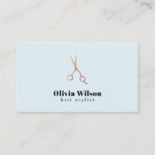 Minimalistisch Elegant Blauw Roos Gouden Schaar Ha Visitekaartje (Voorkant)