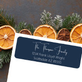 Minimalistisch elegant blauw script retouradres etiket