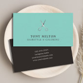 Minimalistisch Elegant Blauw Zwart Zilver Kapsel Visitekaartje