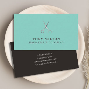 Minimalistisch Elegant Blauw Zwart Zilver Kapsel Visitekaartje