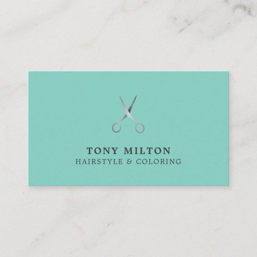 Minimalistisch Elegant Blauw Zwart Zilver Kapsel Visitekaartje (Voorkant)