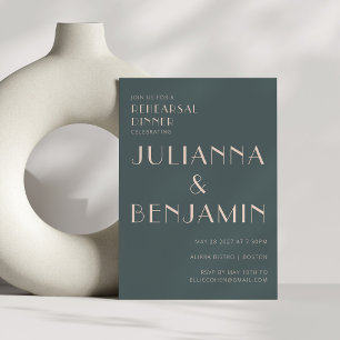 Minimalistisch Elegant Blauwgroen en Blush Repetit Kaart