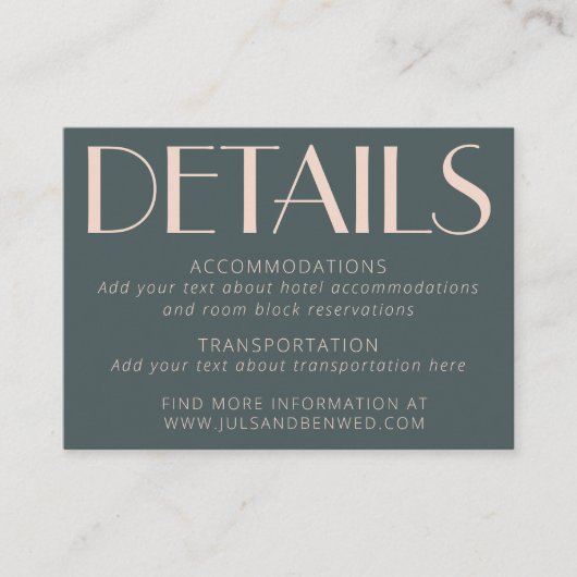 Minimalistisch elegant Blauwgroen en dubbelzinnig  Informatiekaartje (Voorkant)