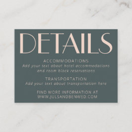 Minimalistisch elegant Blauwgroen en dubbelzinnig  Informatiekaartje