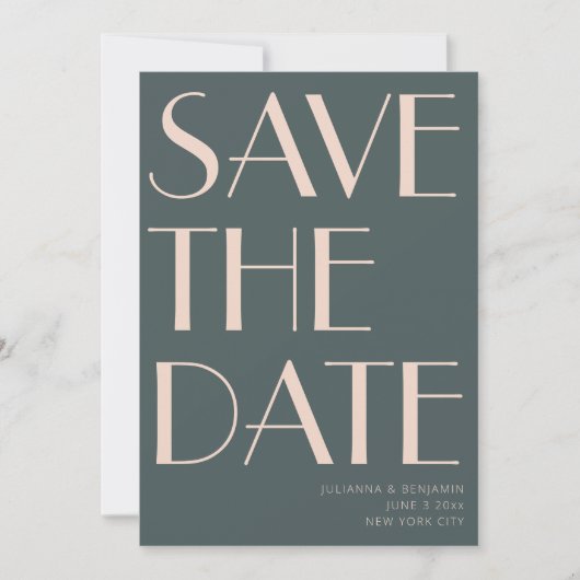 Minimalistisch elegant Blauwgroen en dubbelzinnig  Save The Date (Voorkant)
