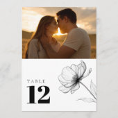 Minimalistisch Elegant Bloemen Foto Tafelnummer (Achterkant)