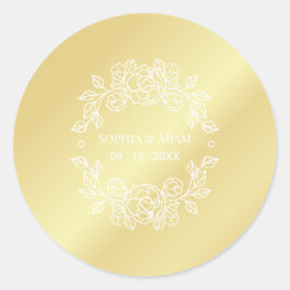 Minimalistisch Elegant Bloemen Gouden Ronde Sticker