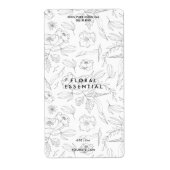 Minimalistisch Elegant Bloemen Zwart Wit Modern Etiket (Voorkant)