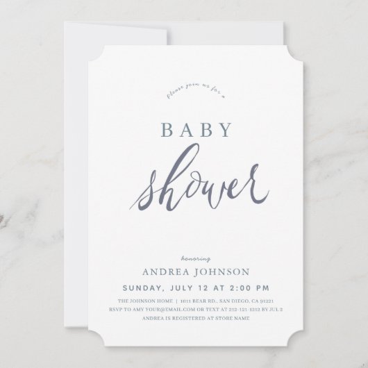 Minimalistisch Elegant Blue Boy Baby shower Kaart (Voorkant)