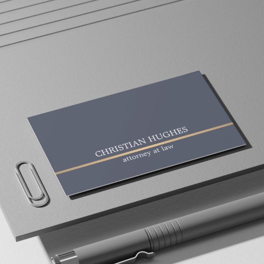Minimalistisch Elegant Blue Faux Copper Line Attor Visitekaartje