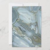 Minimalistisch Elegant Blue Marble bruiloft Gold Kaart (Achterkant)