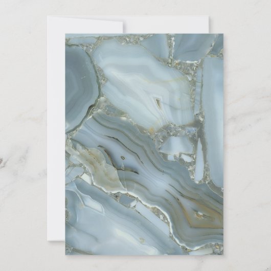 Minimalistisch Elegant Blue Marble bruiloft Gold Kaart (Achterkant)