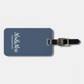 Minimalistisch Elegant Blue White Mr.&Mrs. Bagagel Bagagelabel (Voorkant horizontaal)