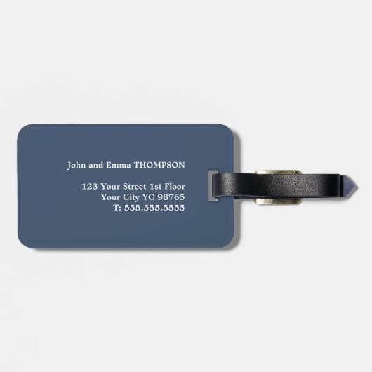 Minimalistisch Elegant Blue White Mr.&Mrs. Bagagel Bagagelabel (Achterkant horizontaal)