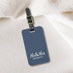 Minimalistisch Elegant Blue White Mr.&Mrs. Bagagel Bagagelabel<br><div class="desc">Eenvoudig aanpasbaar bagagelabel met blauwe achtergrond / Mr&Mrs.-tekst. U kunt uw namen en adres aan het toevoegen.</div>