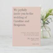 Minimalistisch Elegant Blush Gray Photo Weddenscha Kaart (Staand voorkant)
