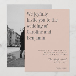 Minimalistisch Elegant Blush Gray Photo Weddenscha Kaart