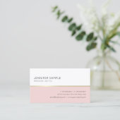 Minimalistisch elegant Blush Pink Gold White Trend Visitekaartje (Staand voorkant)