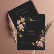 Minimalistisch Elegant Boho Zwart Goud Bloemen Bru