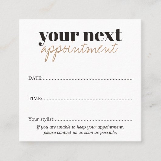 Minimalistisch Elegant Bold Zwart Wit Gouden Salon Afsprakenkaartje (Voorkant)