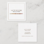 Minimalistisch Elegant Brown White  Writer Vierkante Visitekaartje (Voorkant / Achterkant)