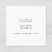 Minimalistisch Elegant Brown White  Writer Vierkante Visitekaartje (Achterkant)