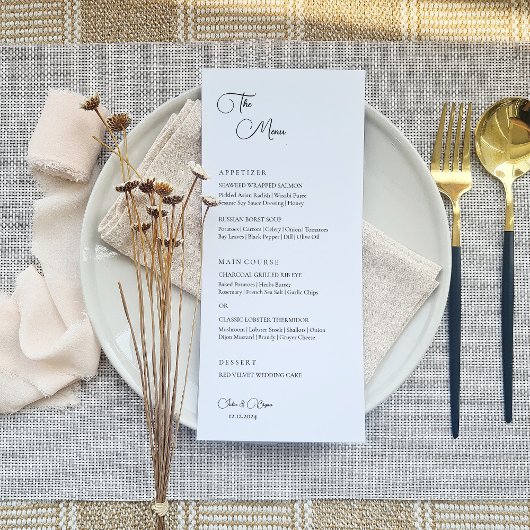 Minimalistisch Elegant Bruiloft Menu