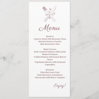 Minimalistisch Elegant Bruiloft Menu