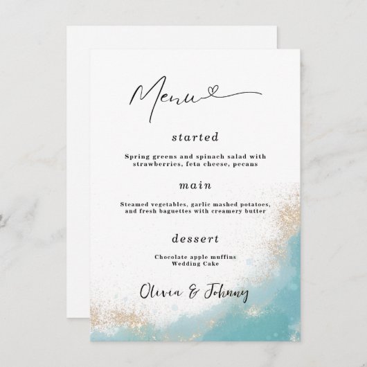 Minimalistisch Elegant Bruiloft Menu Poster Bruilo (Voorkant / Achterkant)