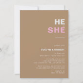 Minimalistisch elegant bruin hij of zij kaart (Voorkant)