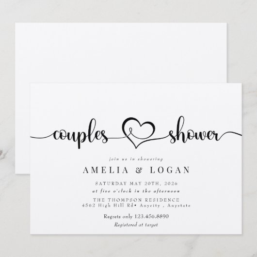 Minimalistisch Elegant Chic | Koppels Vrijgezellen Kaart (Voorkant / Achterkant)