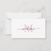 Minimalistisch Elegant Chic Monogram Script Blush  Notitiekaartje (Achterkant)
