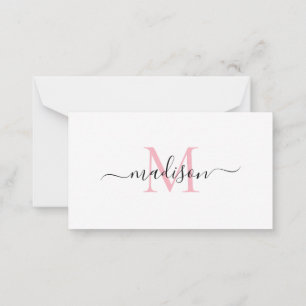 Minimalistisch Elegant Chic Monogram Script Blush  Notitiekaartje